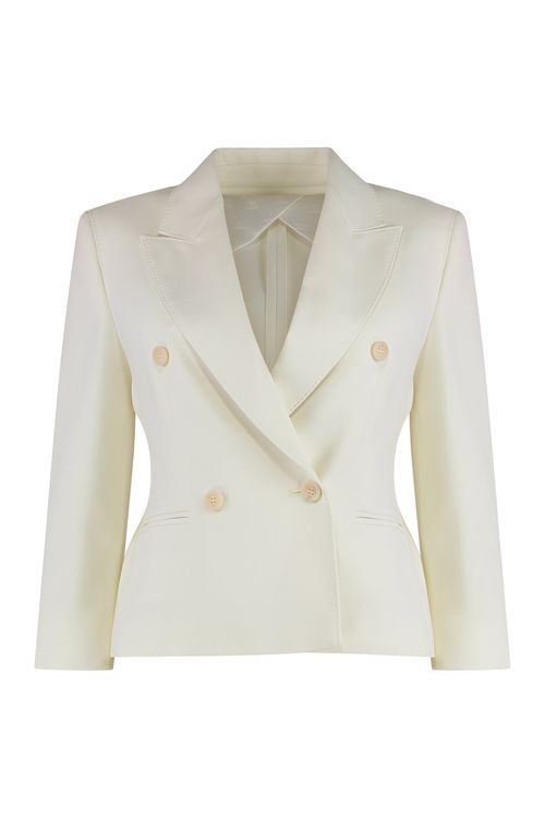 -inspired Crop Wool Double-Breasted Blazer