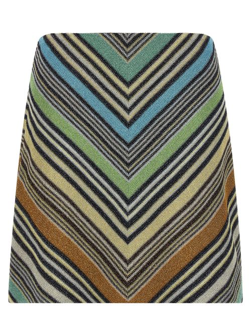 Geometric Jacquard Viscose Skirt — Multicolor