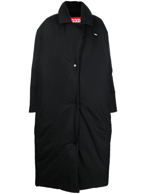 Padded oversize long coat - Black