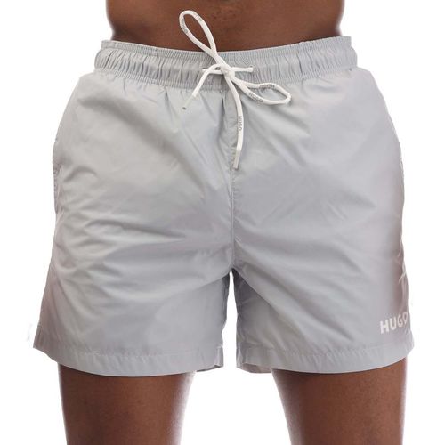 Hugo Mens Haiti Contrast Logo Swim Shorts in Grey