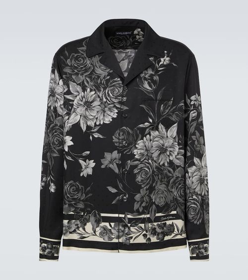Floral polka-dot silk shirt
