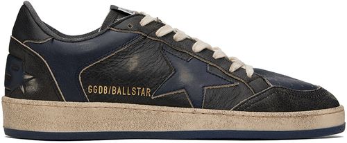 Golden Goose Navy Ball Star Double Quarter Sneakers