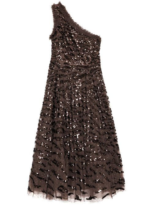 One-shoulder dress - Brown