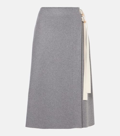 Wool-blend midi skirt