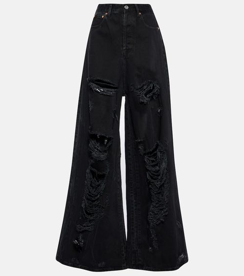 Distressed wide-leg jeans
