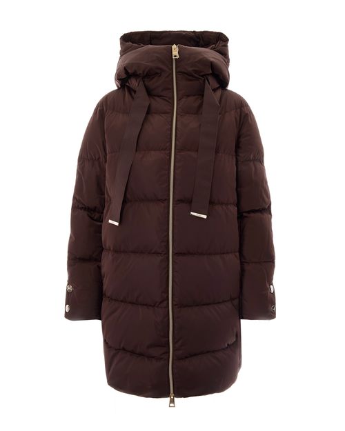 Quilted A-Shape Down Jacket — Brown