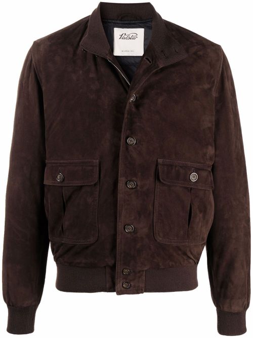 Buttoned leather jacket - Brown