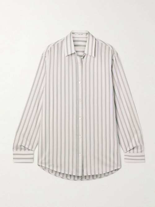 Eirlys Oversized Striped Silk Crepe De Chine Shirt - Cream