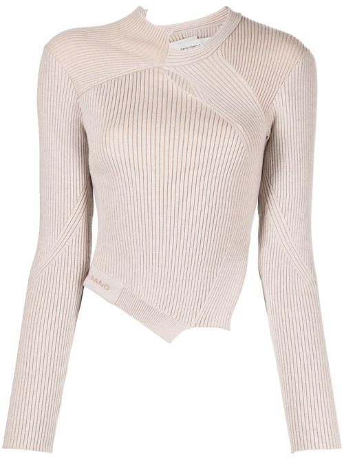 Cut-out detailing ribbed-knit jumper - Pink
