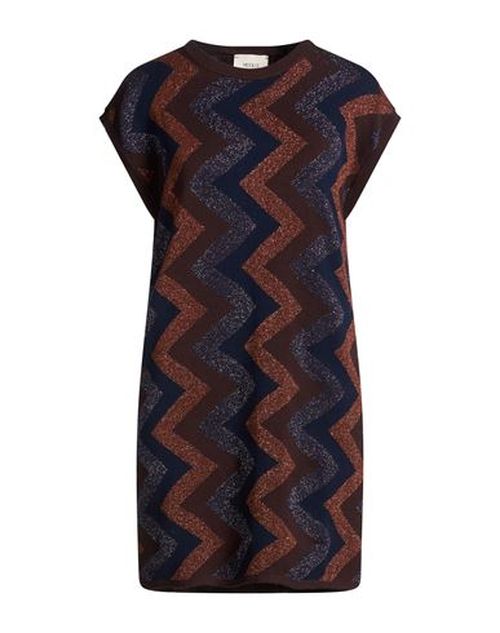Woman Mini dress Dark brown Size ONESIZE Viscose, Polyester, Metallic Polyester, Polyamide
