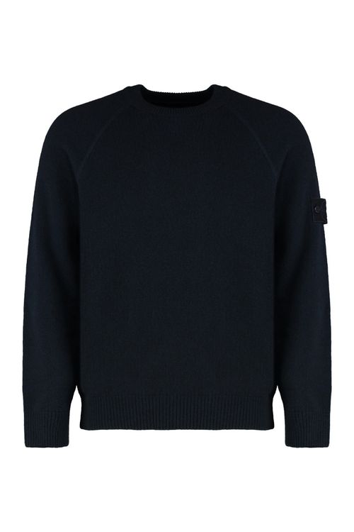 Blue Crew Neck Wool Sweater