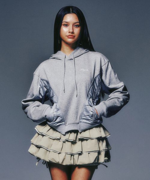 SATIN WEAVE HOODIE GRAY