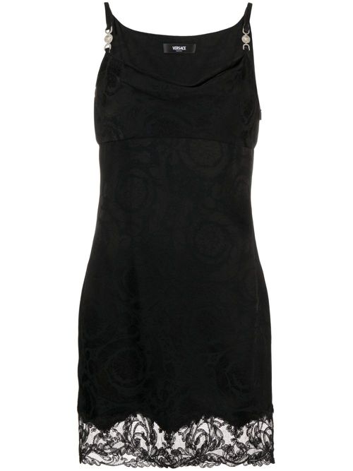 Barocco-print lace minidress - Black