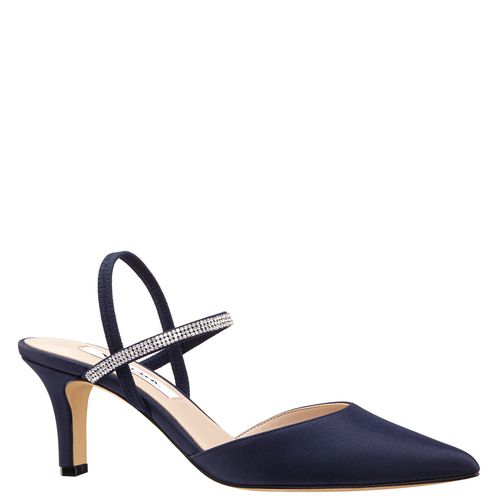 Womens Billie Blue Satin Mid-Heel Pumps | Nina Shoe