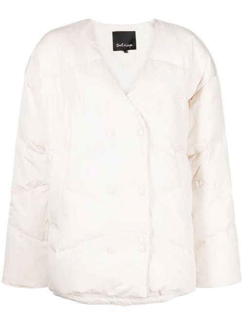 Double-breasted quilted padded jacket - Neutrals