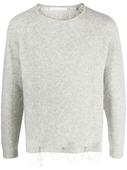 Long-sleeved chain-embellished jumper - Grey