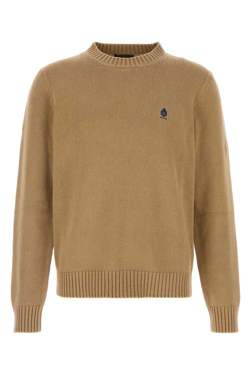 Logo-Embroidered Cotton Sweater — Beige