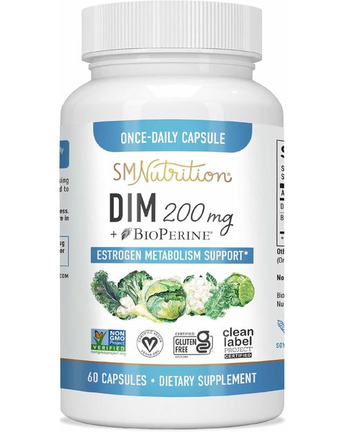 SMNutrition Dim 200mg with BioPerine, Estrogen Supplement for Women, Supports Hormone Balance, SMNutrition, 60 Capsules