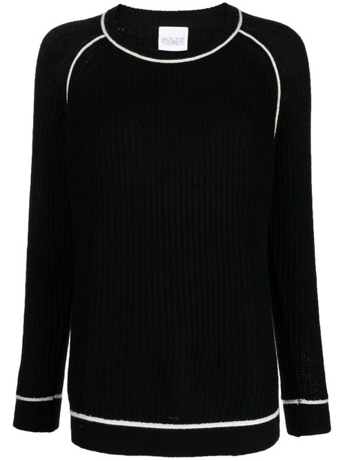 Contrasting-edge knitted jumper - Black