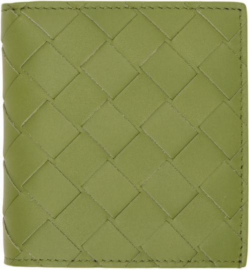 Bottega Veneta Green Intrecciato Slim Bi-Fold Wallet