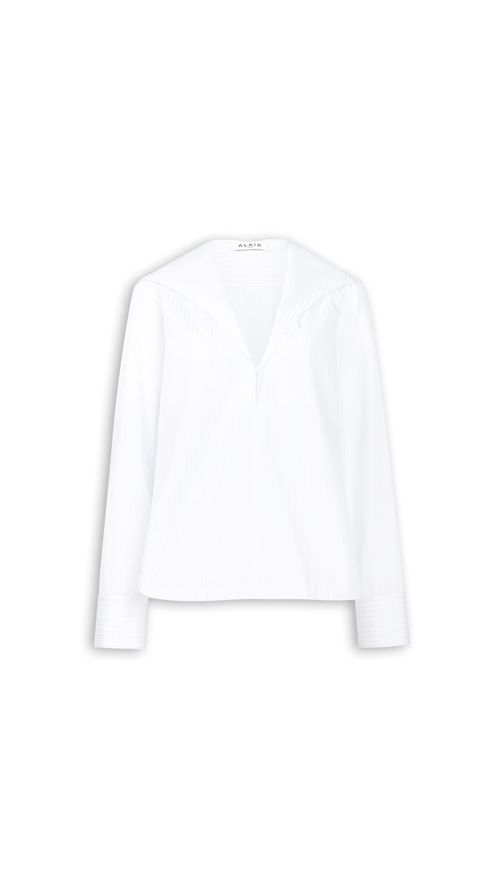 Maison Hooded Poplin Shirt — White