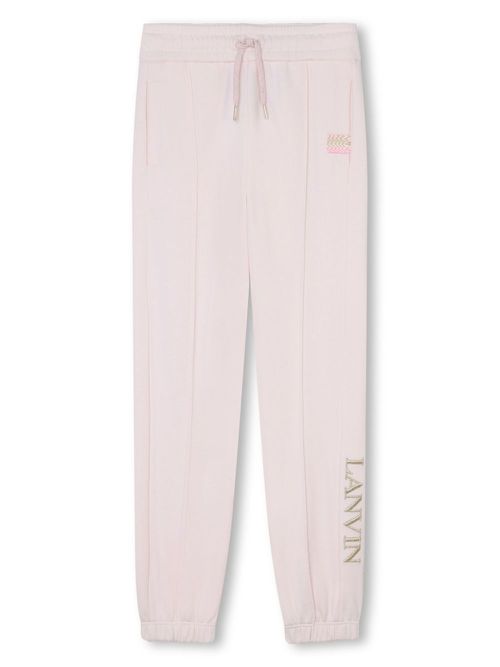 Logo-embroidered cotton track pants - Pink