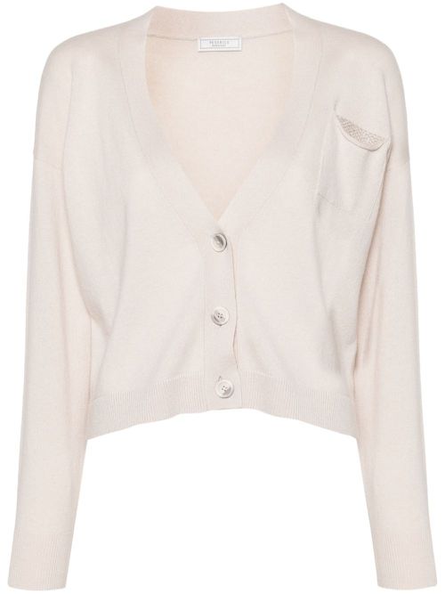 Bead-embellished cardigan - Neutrals