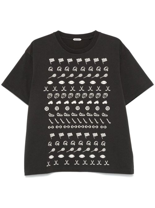 Gear-embroidered T-shirt - Black