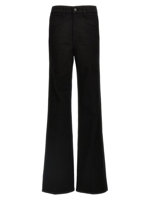 Wide-Leg Flared Denim Jeans — Black