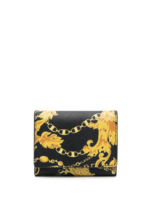 Graphic-print leather wallet - Black