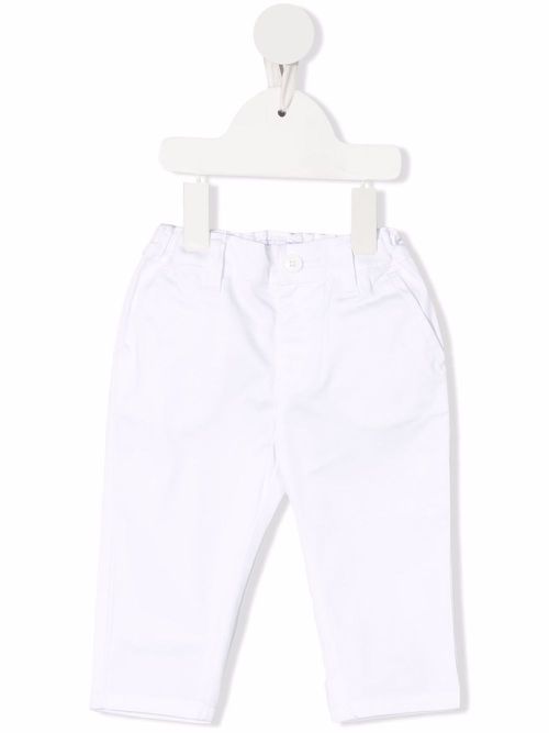 Mid-rise elasticated-waist trousers - White