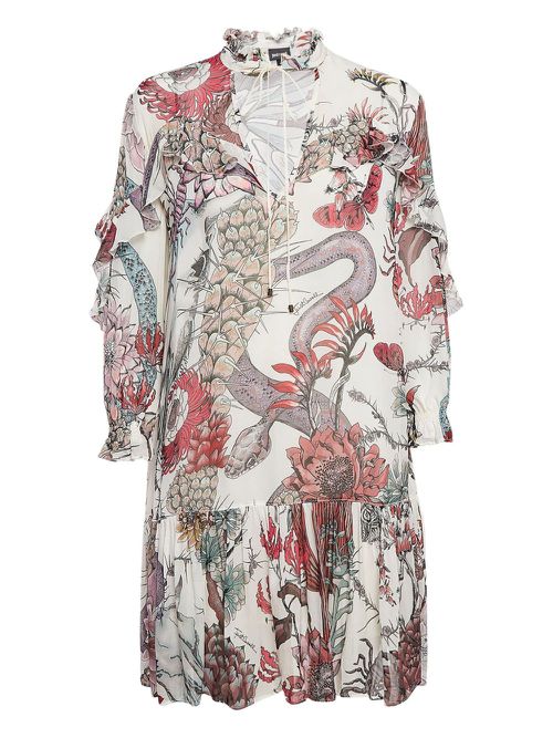 Pre-Owned all-over graphic-print dress - White
