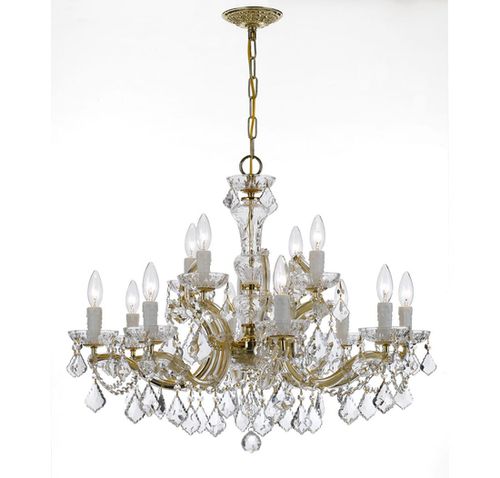 Maria Theresa 12-Light 26" Traditional Chandelier in Gold with Clear Italian Crysta