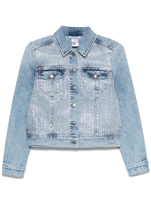 Rhinestud-logo jacket - Blue