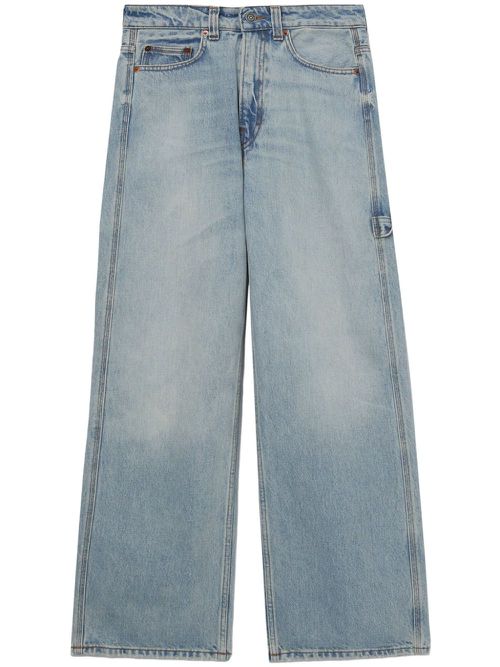 High-waisted straight-leg trousers - Blue