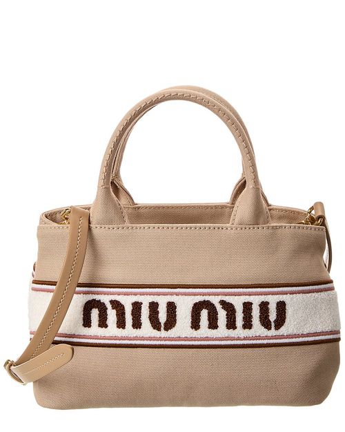 Flocked Canvas Top Handle Tote Bag