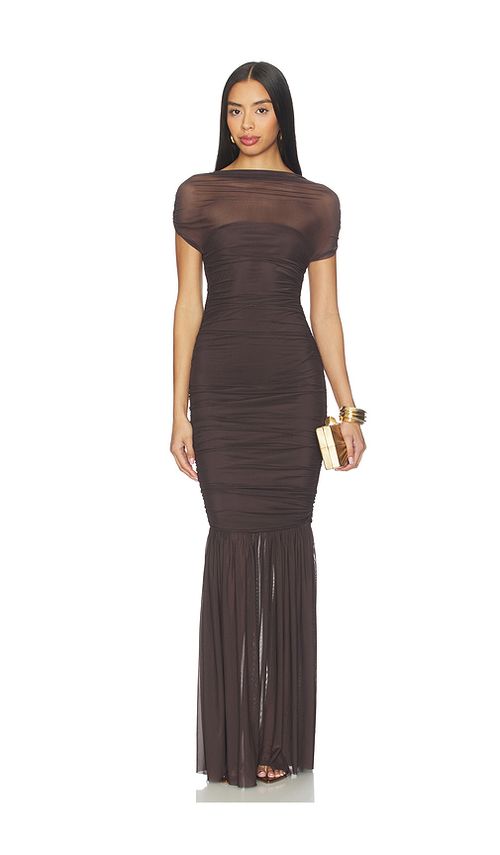 SEROYA Noel Gown in Chocolate. L. Also in M, S, XL