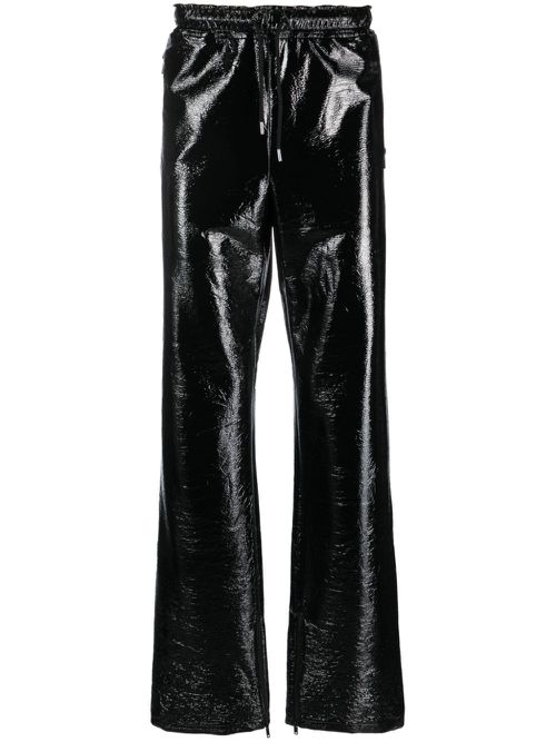 High-shine finish straight-leg trousers - Black