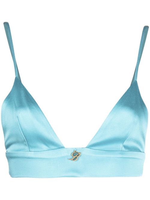 Logo-plaque detail bralette - Blue