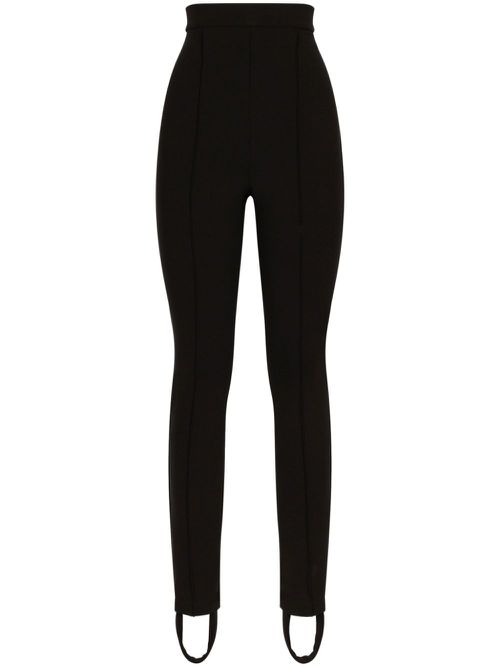 Pleat-detail stirrup leggings - Black