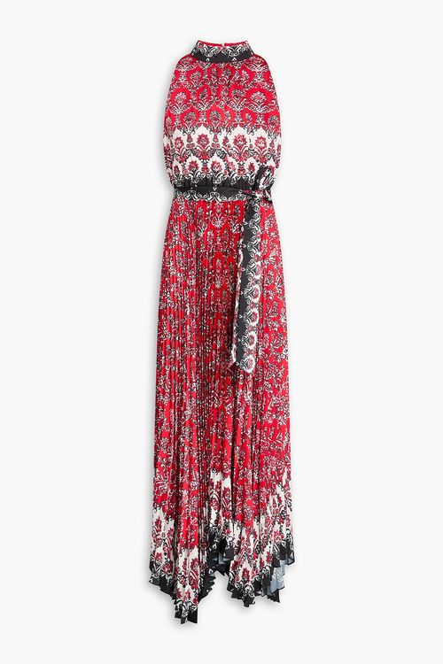 Alice Olivia - Asymmetric printed satin maxi dress - Red - US 10