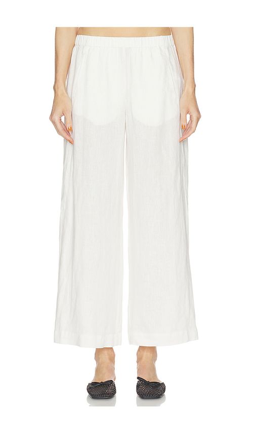 Velvet by Graham & Spencer Lola Woven Linen Pant in Ivory. - XS also in L