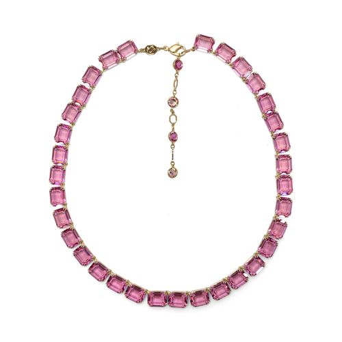 Pink Crystal Octagon Cut Millenia Tennis Necklace