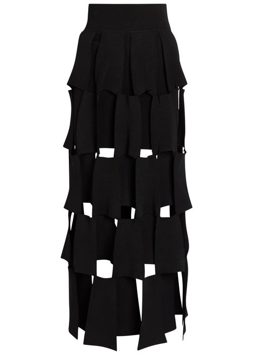 Panelled Trapeze Knit Midi Skirt