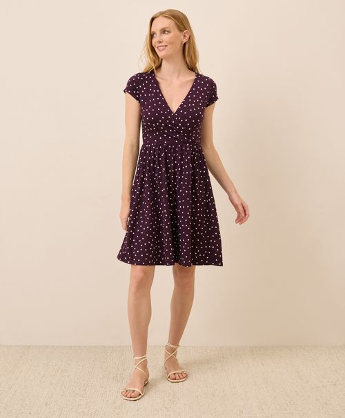 Women's Berry Polka Dot Fit & Flare Crossover Dre