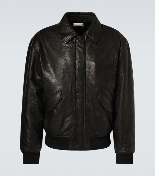 Leather bomber jacket