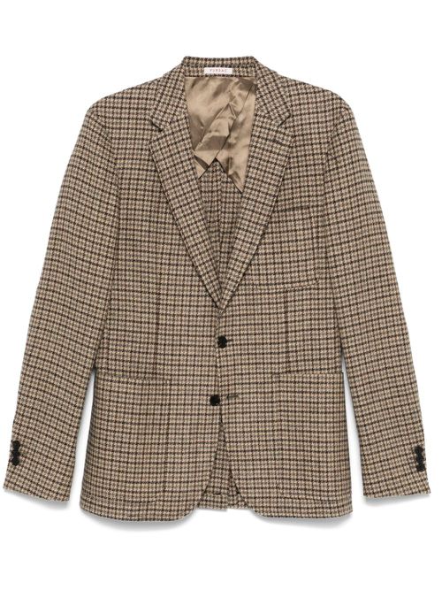 Houndstooth-pattern wool blazer - Neutrals