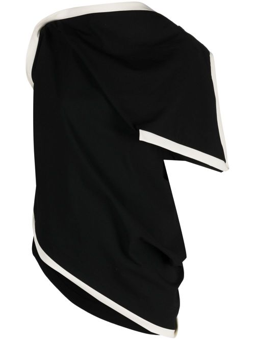 Assembled asymmetric draped blouse - Black