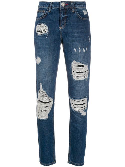 Statement mid-rise slim jeans - Blue