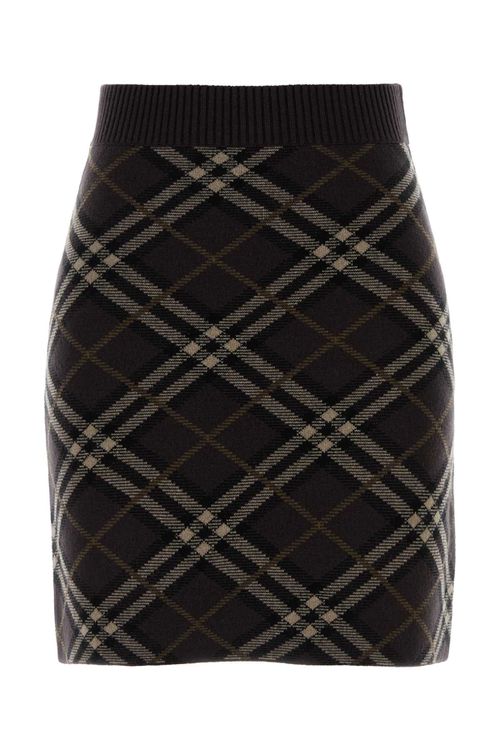 Embroidered Stretch Wool Blend Mini Skirt